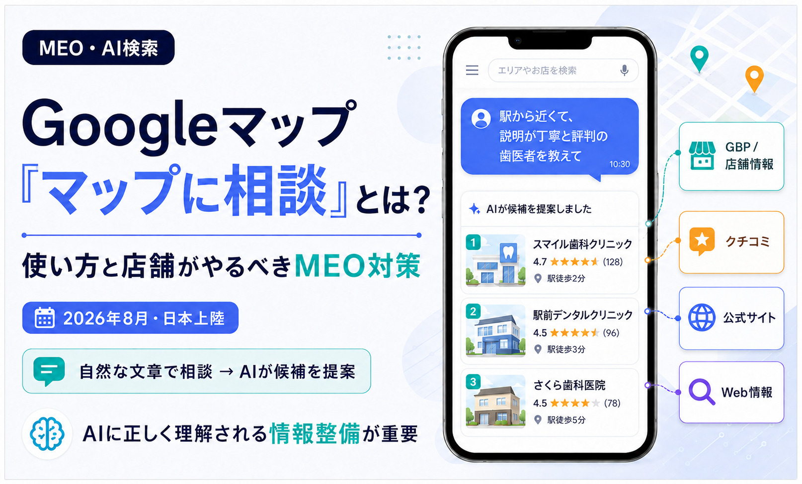 Googleマップ「マップに相談（Ask Maps）」とは？使い方と店舗がやるべきMEO対策【2026年8月・日本上陸】